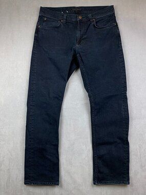 Nudie Jeans Mens Pants 32 Blue Denim Lean Dean Dark Wash Cotton Stretch 32x29